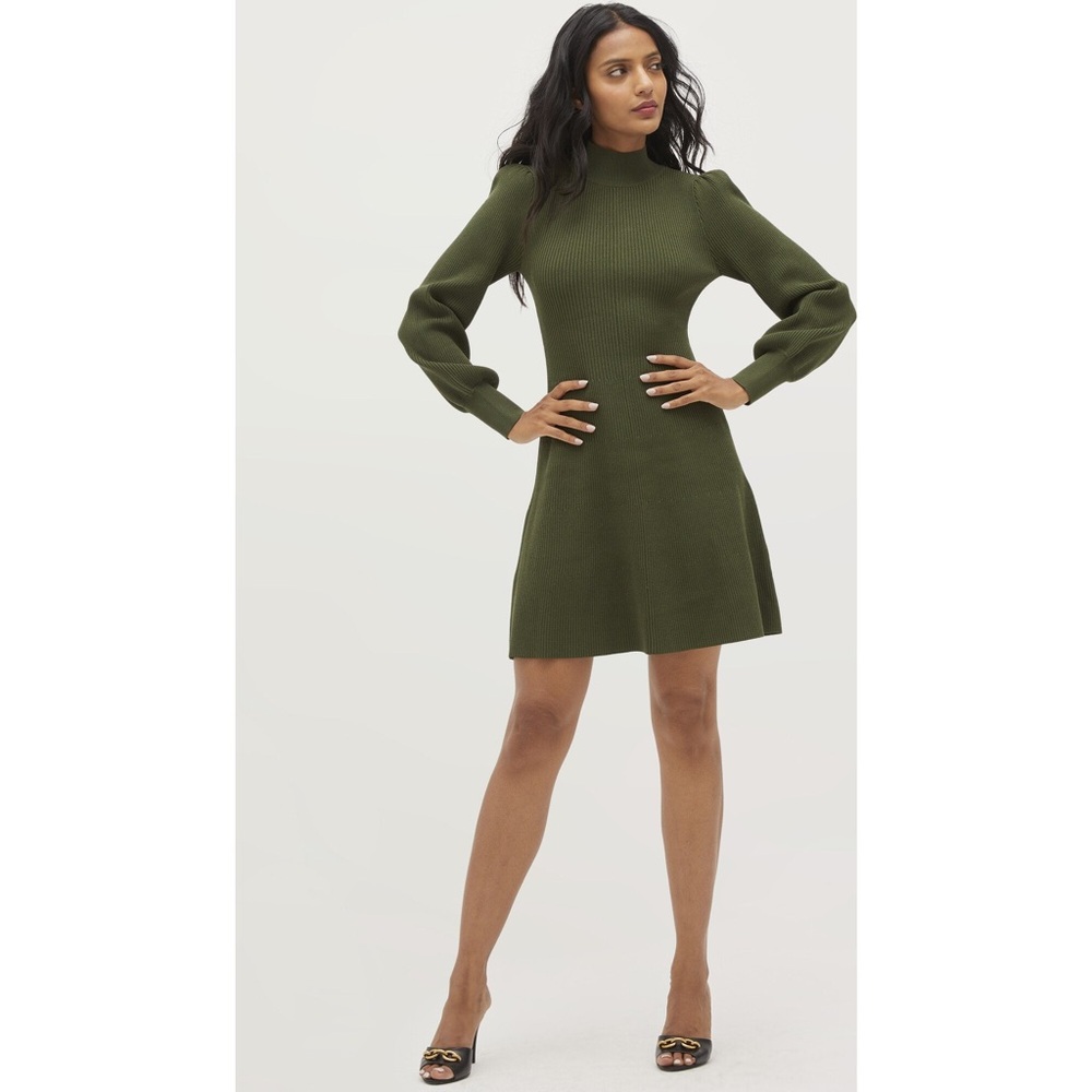 Hill House The Mariana Dress in Leaf Green Rib Knit